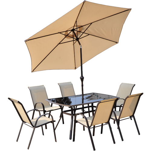 Doral Designs SANANTONIO8PC San Antonio Beige 8 Piece Patio Dining