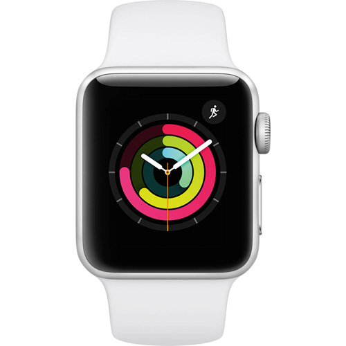 Apple MTEY2LLA Series 3 38mm Silver Aluminum Case With White Sport Band  (GPS) | BrandsMart USA
