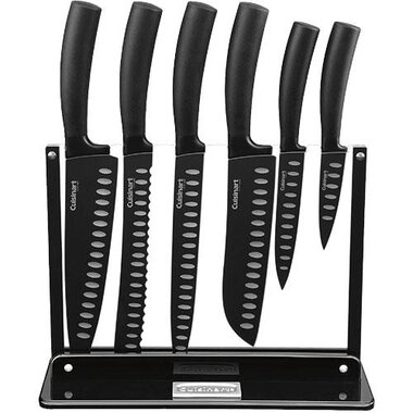 Cuisinart C77NS-7P Classic Nonstick Edge Collection 7-Piece Cutlery Knife Set with Acrylic Stand, Black