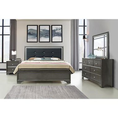 cameron king complete bedroom set in light gray