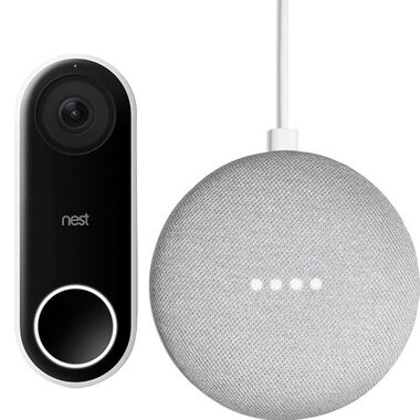 nest hello video doorbell with google home mini