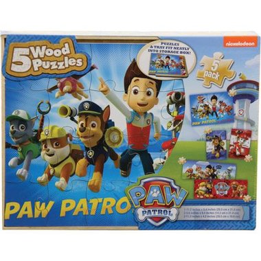 paw patrol 5 wooden puzzles box set