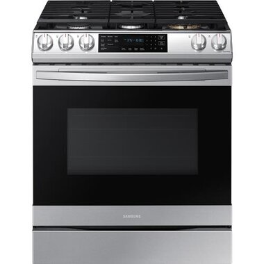 Samsung NX60T8511SS 6.0 CuFt Smart Slide-In 5 Burner Gas Range With Air Fry In Stainless Steel