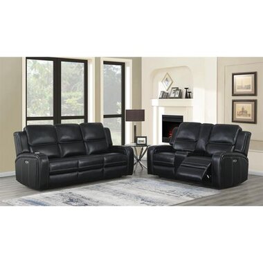 Global Furniture Gprsu8087blk Messina Black 2 Piece Reclining Power Living Room Set Brandsmart Usa