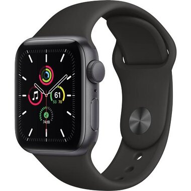 Apple Watch SE (1st Gen) GPS  40mm Space Gray Aluminum Case with Black Sport Band - Regular