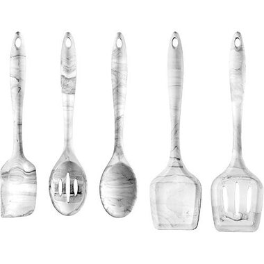Hampton Forge Tkt18w01sr 5 Piece Silicon White Marble Kitchen Tool Set From Hampton Forge Accuweather Shop