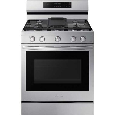 Samsung Nx60a6711ss 6 0 Cuft Smart Freestanding 5 Burners Gas Range In Stainless Steel With Air Fry Brandsmart Usa