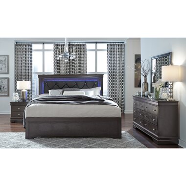 Pompei Metallic Gray 6-Piece King Bedroom Furniture Set
