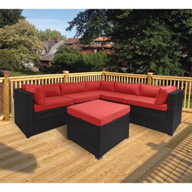 Doral Designs VICENZA-RED Vicenza Red Patio Sectional With Ottoman