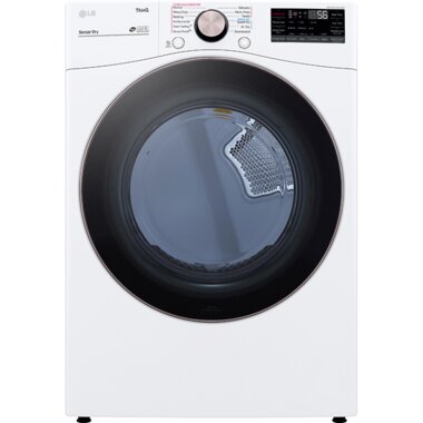 LG DLEX4000W 7.4 CuFt Smart TurboSteam Front Load Electric Dryer In White With AI Sensor Dry