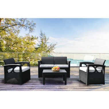 Doral Designs DDSS-272BG Biscayne Bay Brown 4-Piece Patio Seating Set With Coffee...
