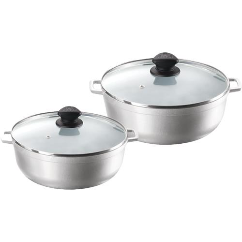 IMUSA 2 Piece Cast Aluminum Caldero Set with Glass Lid, Silver