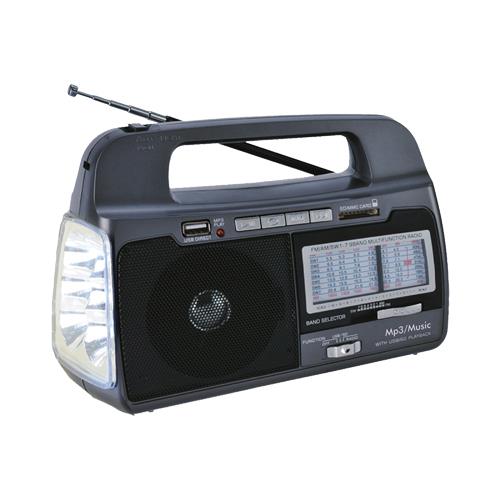 9 Band AM/FM/SW 1-7 Radio Receiver With MP3 Playback - Black