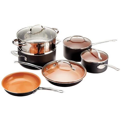 Gotham Steel Gotham Steel StackMaster 14-in Aluminum Cookware Set with Lid  in the Cooking Pans & Skillets department at