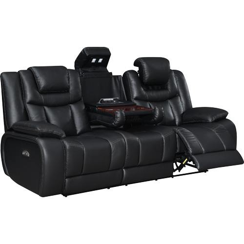 Black leather 2025 power reclining sofa