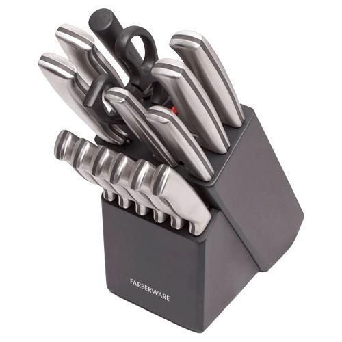 Farberware 15-Piece Stamped Stainless Steel Knife Block Set