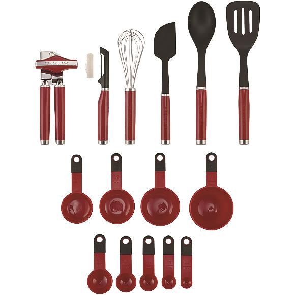 KitchenAid Classic Tool and Gadget Set, 15-Piece, Empire Red