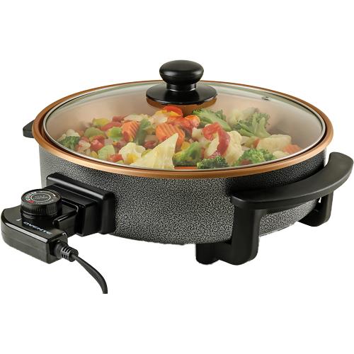 Ovente Electric Skillet 12 inch with Nonstick Aluminum Body Black SK11112B