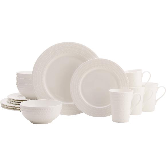 57 Piece Black and White Dinnerware Set-New Bone China Service for