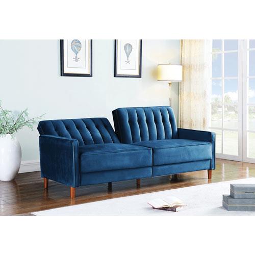 Blue velvet sales futon sofa