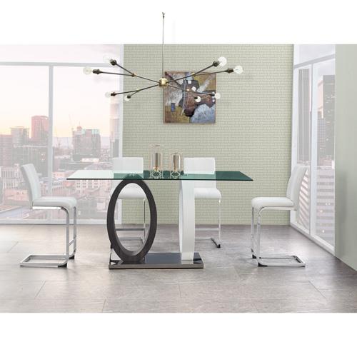 Global Furniture Monzabtwh Monza Glass Top Dining Table With 4 White Bar Height Chairs Brandsmart Usa Bar Height Dining Chairs, Bar Height Glass Top Dining Table