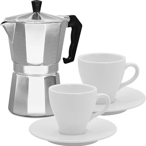 Bene Casa Espresso Coffee Maker with 2 Cups and Saucers Set