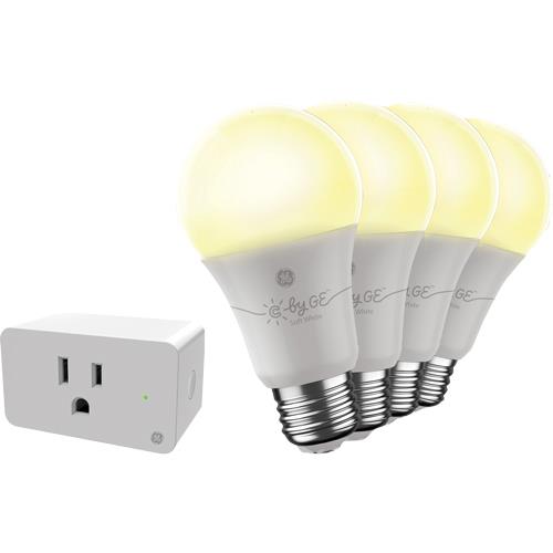 4 Pack A19 Soft White Smart Light Bulbs With C By GE White Wi Fi Enabled Smart Plug