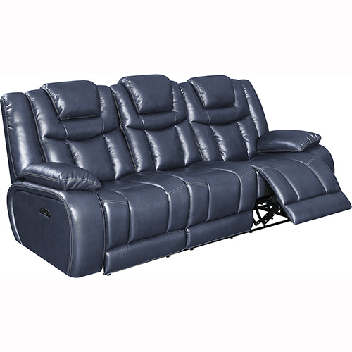 Apex Navy Leather Power Reclining Sofa