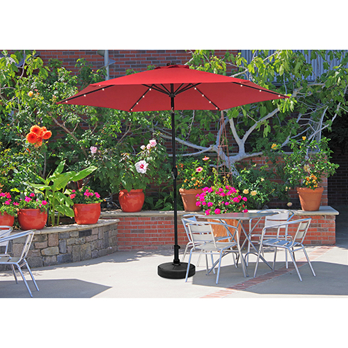 Doral Designs AL-TJU3RED 10 Ft. Red Umbrella With Solar Powered LED Lights  | BrandsMart USA