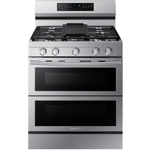 Samsung NX60A6751SS 6.0 CuFt Smart Freestanding 5-Burner Convection+ Flex  Duo™ Gas Range In Stainless Steel With Air Fry