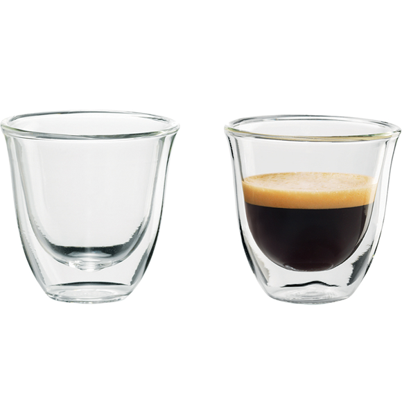 De'Longhi Double Wall Thermo Espresso Glass, Clear, 2 oz - 2 pack