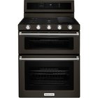 KitchenAid 30" Black Stainless Freestanding Double Gas Range With 6.0 CuFt Self Cleaning Oven