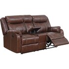 Image of product - Salerno Top Grain Leather Reclining Console Loveseat - Brown