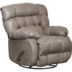 Catnapper Gray Top Grain Leather Match Chaise Swivel Glider Recliner