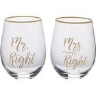 Image of product - Mr. Right And Mrs. Always Right Stemless Wine Glasses