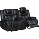 Image of product - Apex Black Leather Power Reclining Loveseat With Storage Console And Power Headrests