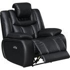 Global Furniture Apex Black Leather Power Recliner With Power Headrest