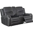 Image of product - Messina Gray Power Reclining Console Loveseat