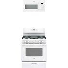 GE 5.0 CuFt Freestanding 5 Burner Gas Range With 1.7 CuFt 1000 Watt Over-The-Range Microwave In White
