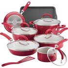 Image of product - 13-Piece Aluminum Nonstick Cookware Set - Red