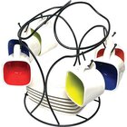 Image of product - Crenshaw 6-Cup 3.5 Oz. Espresso Cup And Saucer Set With Accompanying Metal Rack