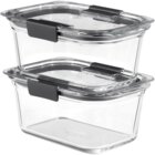 RUBBERMAID Brilliance Glass 2-Pack Medium, Deep Food Storage Containers With Lids