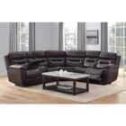 Image of product - Monaco Walnut Leather Power Reclining Sectional With Cup Holders