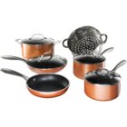 Image of product - Copper Cast 10-Piece Cookware Set with Ultra Nonstick Diamond Surface - Gold