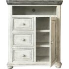 IFD Luna White And Gray TV Chest With 3 Drawers And One Door