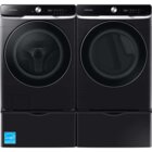 Image of product - 5.0 CuFt Smart Steam Sanitize Front Load Washer With7.5 CuFt Smart Dial Super Speed Electric Dryer In Brushed Black