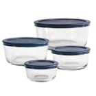 Image of product - Classic 8-Piece Round Glass Food Storage Set With Navy Lids