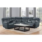 Image of product - Monaco Gray Leather Power Reclining Sectional With Cup Holders