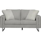 Image of product - Ravenna Silver Stationary Loveseat With Shag Throw Pillows