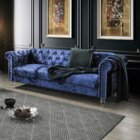Image of product - Parma Blue Crushed Velvet Stationary Sofa